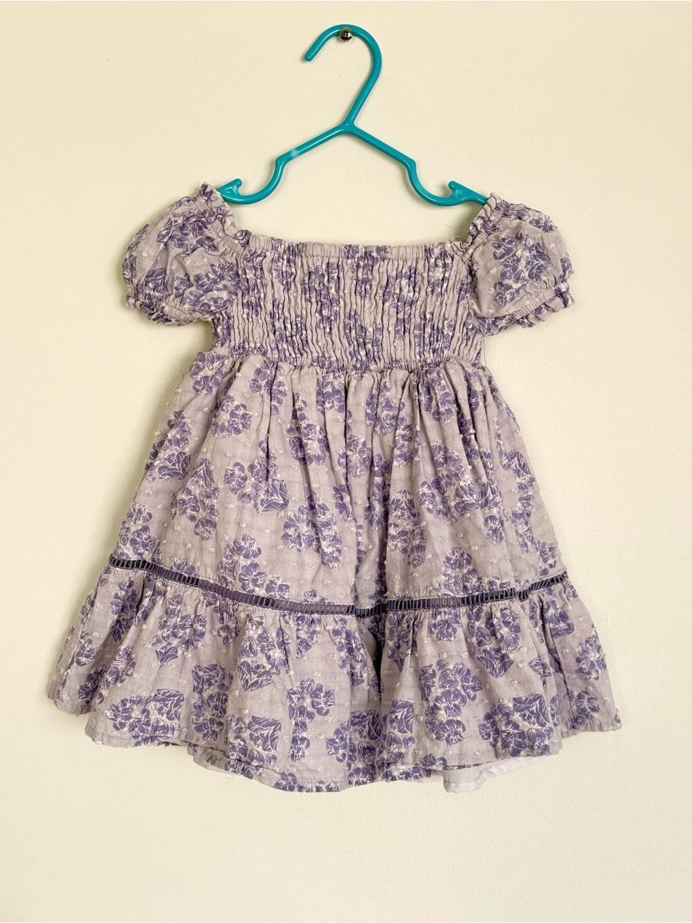 3 for $15 Kids Lavender Floral Smocked‎ Puff-Sleeve Dress